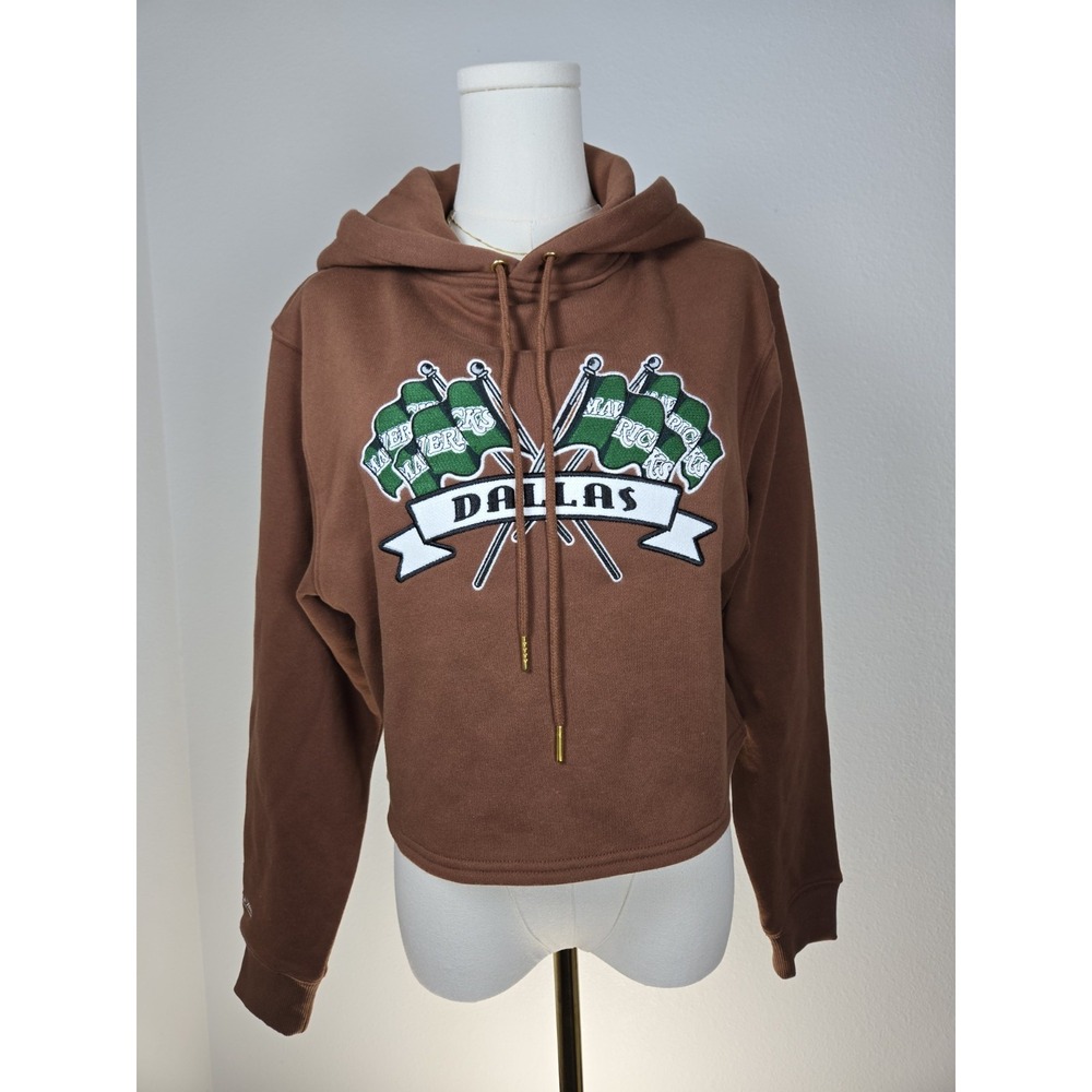 Dallas Mavericks  Baaketball Brown Cropped Hoodie Medium Mitchell & Ness Womens‎